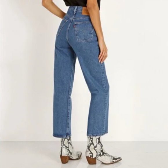 Levi's Denim - Levi's Ribcage Ankle Straight Leg Medium Wash Button Fly Jeans